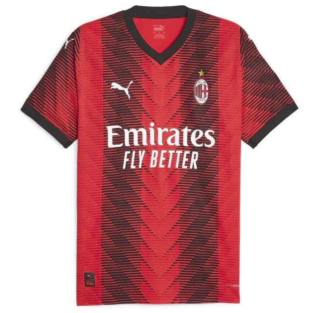 Camisa Milan Home 23/24 s/n° Hincha Masculino - Rojo e Negro