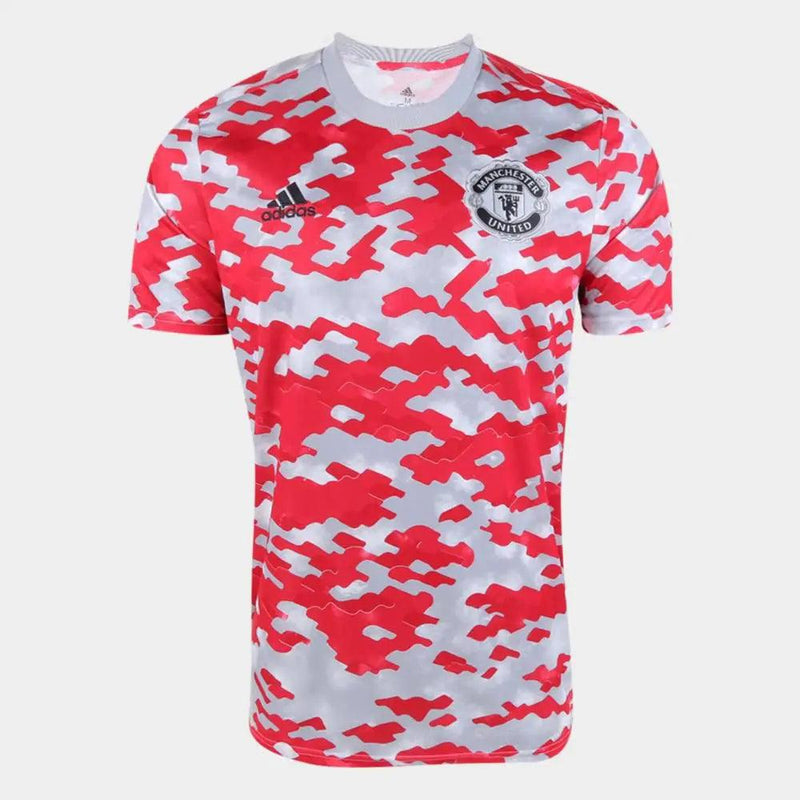 Camisa Pré-jogo Manchester United 21/22 Adidas - Blanco e Rojo