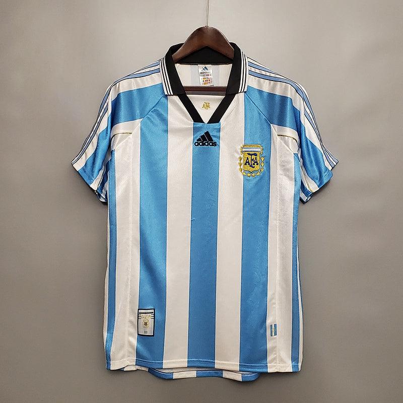 Camiseta Selección Argentina Retro 1998 - Azul/Blanco