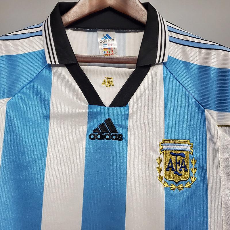 Camiseta Selección Argentina Retro 1998 - Azul/Blanco