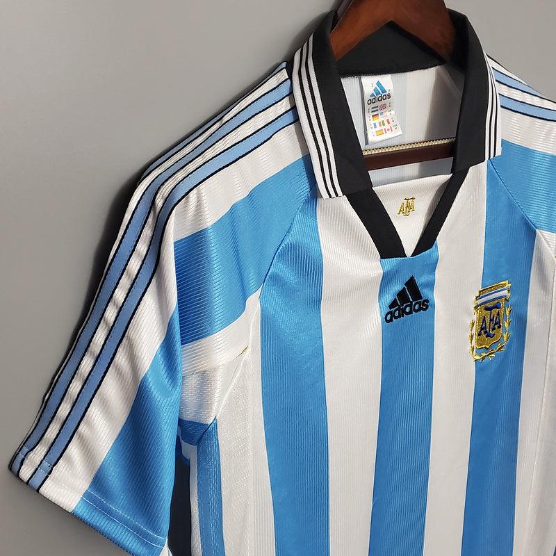 Camiseta Selección Argentina Retro 1998 - Azul/Blanco