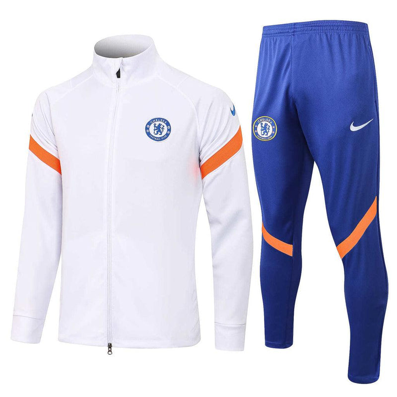 Conjunto de Entrenamiento Chelsea 21/22 Blanco y Azul - Con Cierre