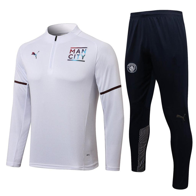 Conjunto de Entrenamiento Manchester City 21/22 Blanco - Con Cierre