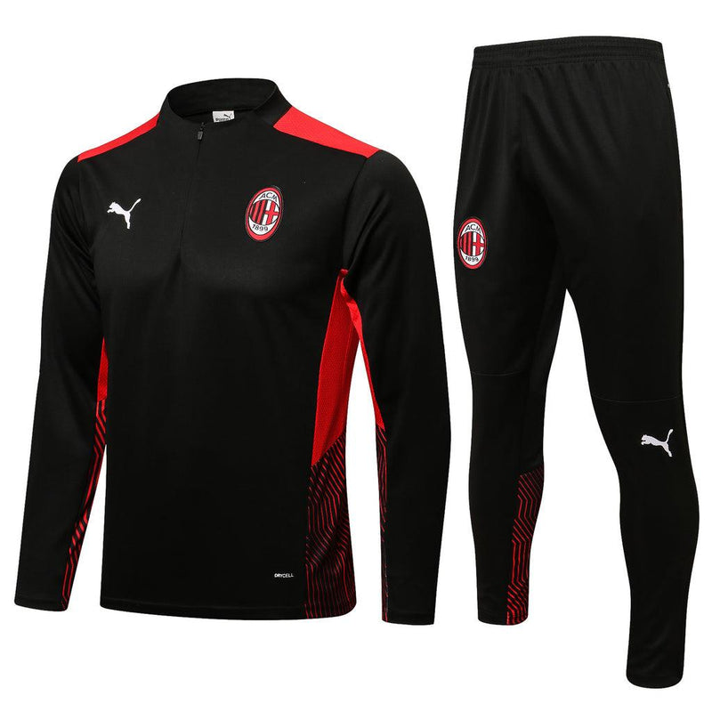 Conjunto de Entrenamiento Milan 21/22 Negro - Con Cierre