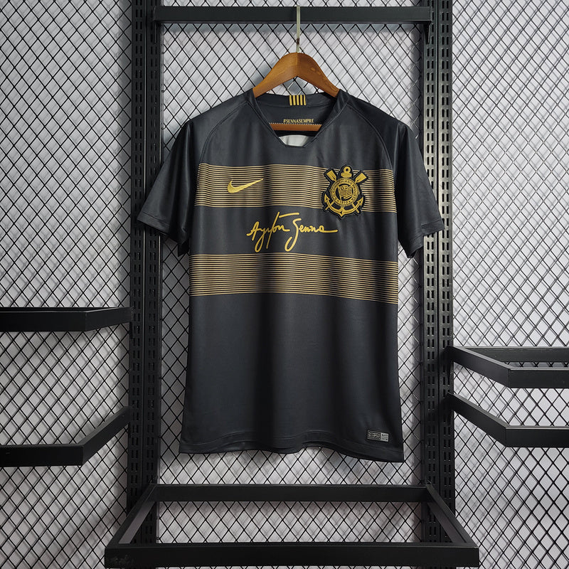 Camiseta Corinthians Retro Ayrton Senna 2018/19 - Negro/Dourado