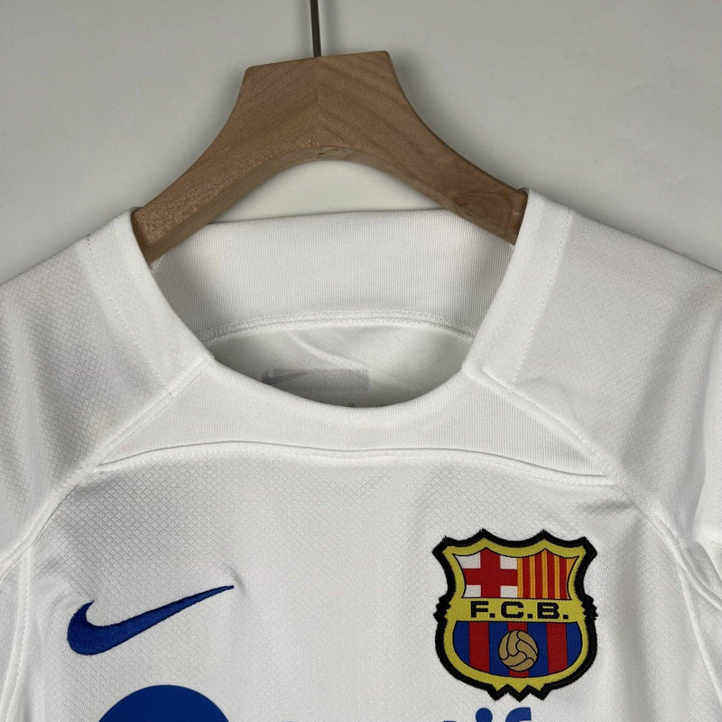 Camiseta y Pantalones para niños Barcelona Segunda Equipacion 23/24 - Blanco