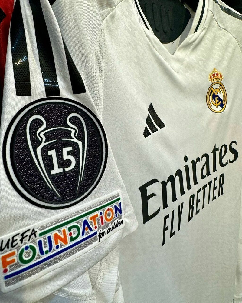 Camiseta Real Madrid Primeira Equipacion 24/25 - Con Patch UCL 15 - Jugador