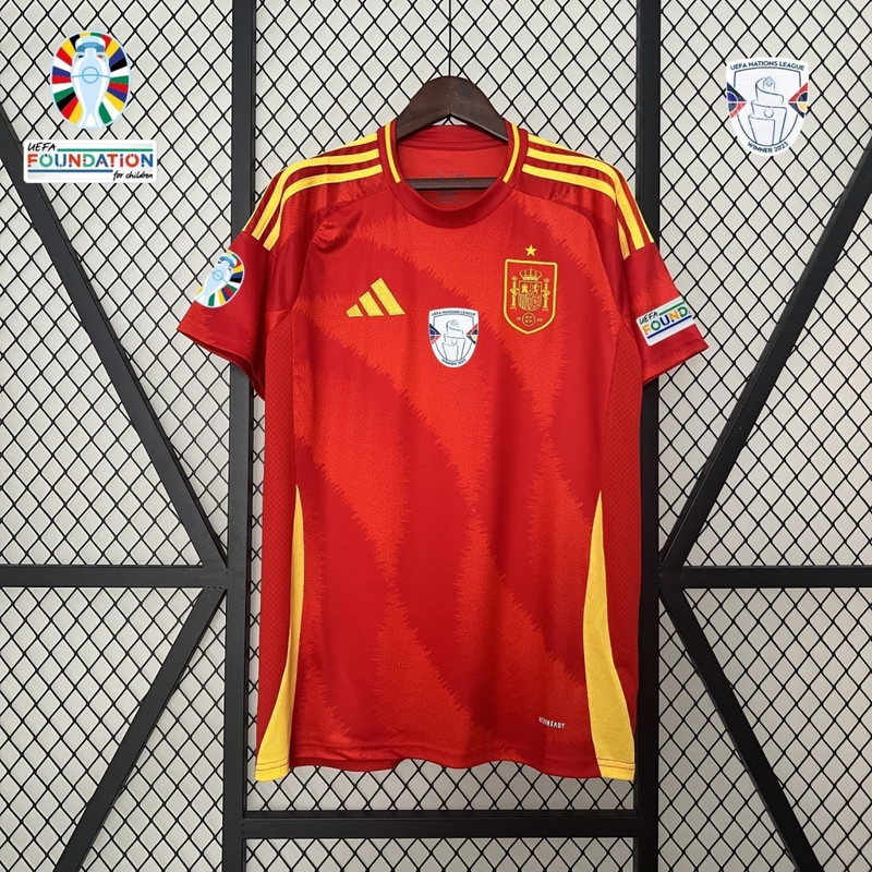 Camiseta España Primera Equipacion 24/25 con Patches UEFA y Nations League - Hincha